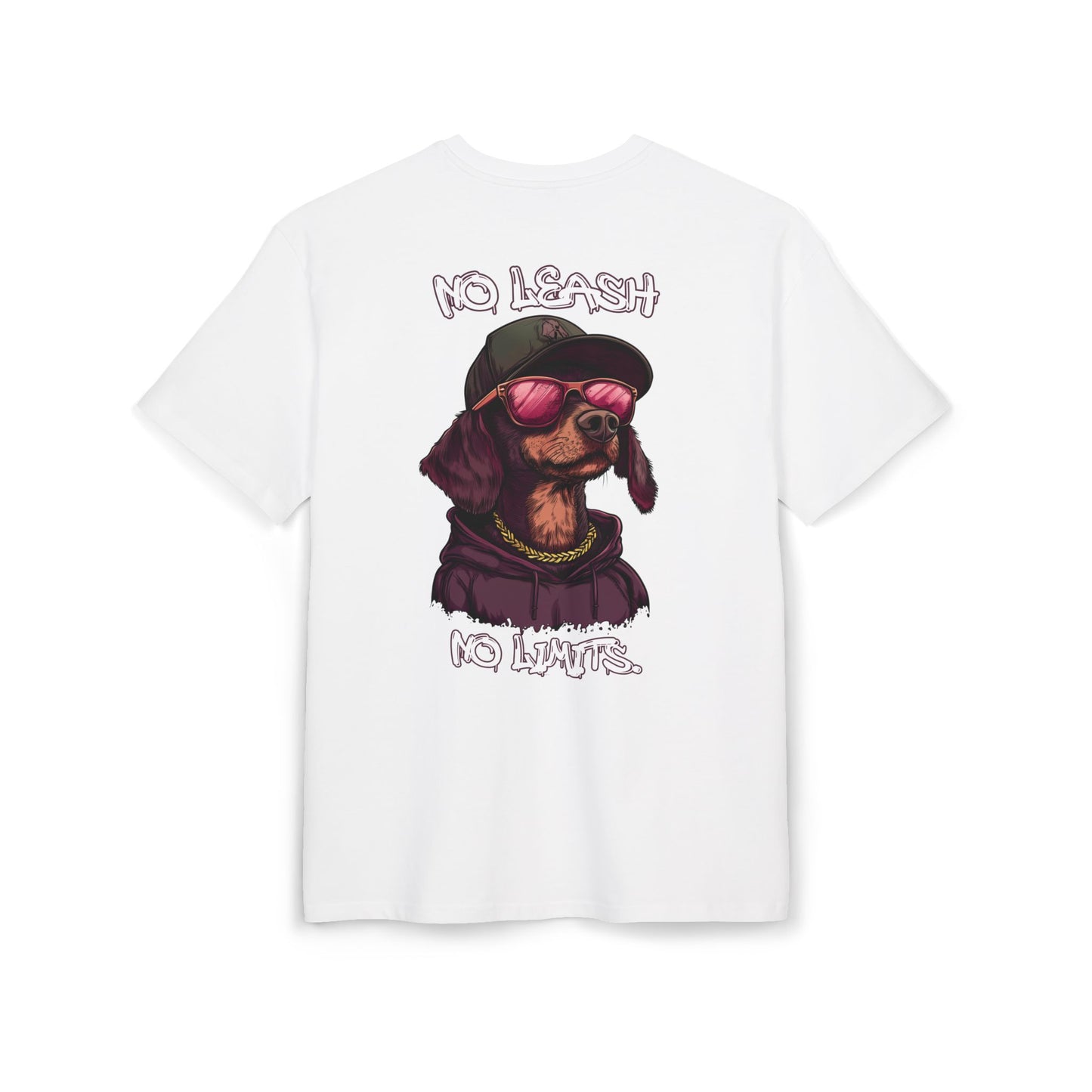 No Leash, No Limits – Hip Hop Dog Next Level Oversized Tee Streetwear Backprint