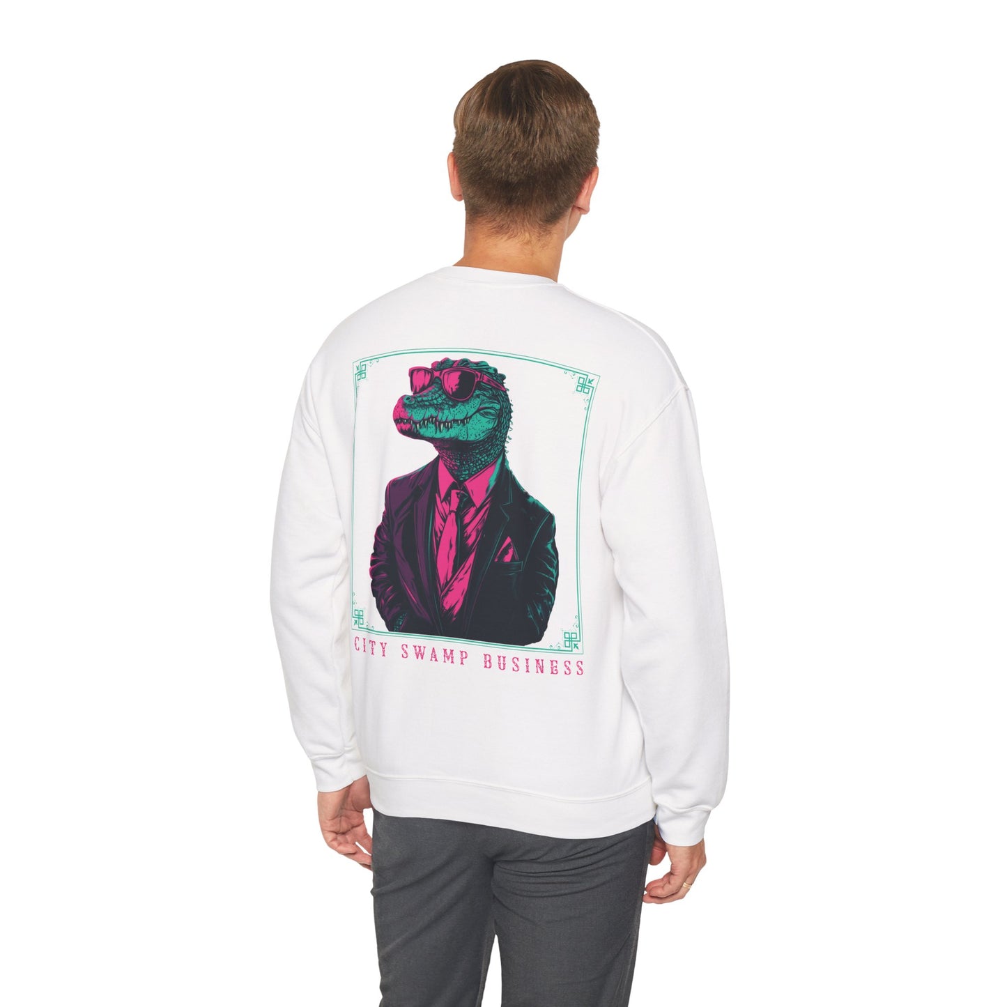 City Swamp Business – Neon Alligator Deluxe Sweatshirt Backprint