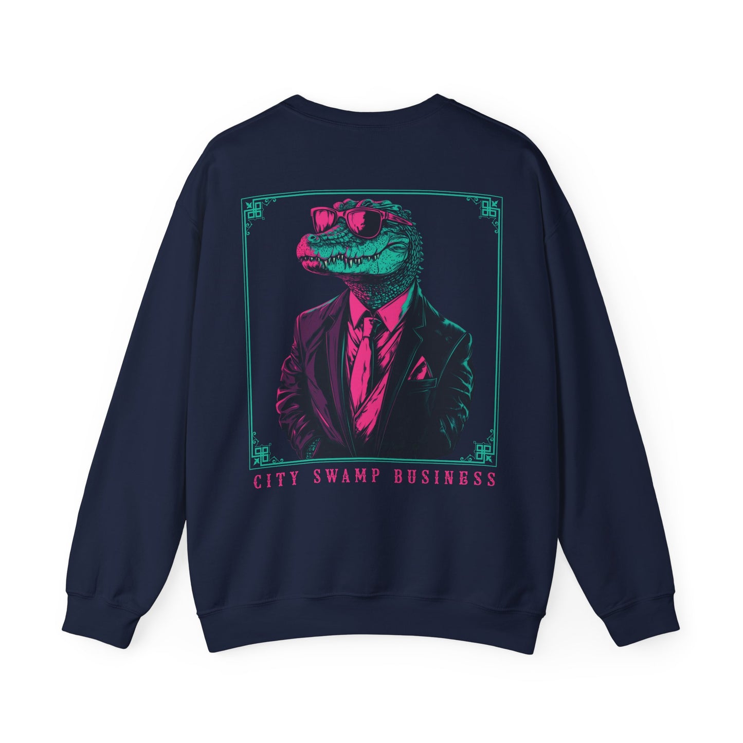 City Swamp Business – Neon Alligator Deluxe Sweatshirt Backprint