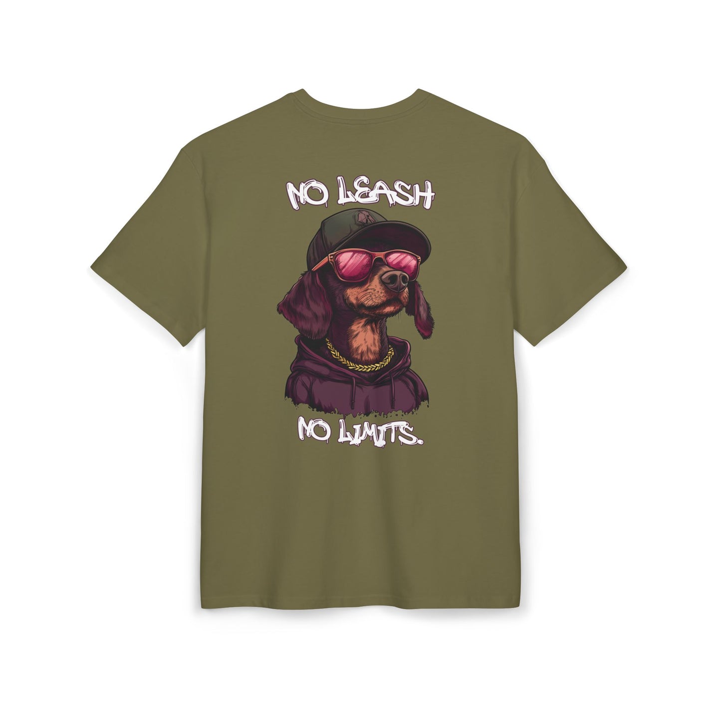 No Leash, No Limits – Hip Hop Dog Next Level Oversized Tee Streetwear Backprint