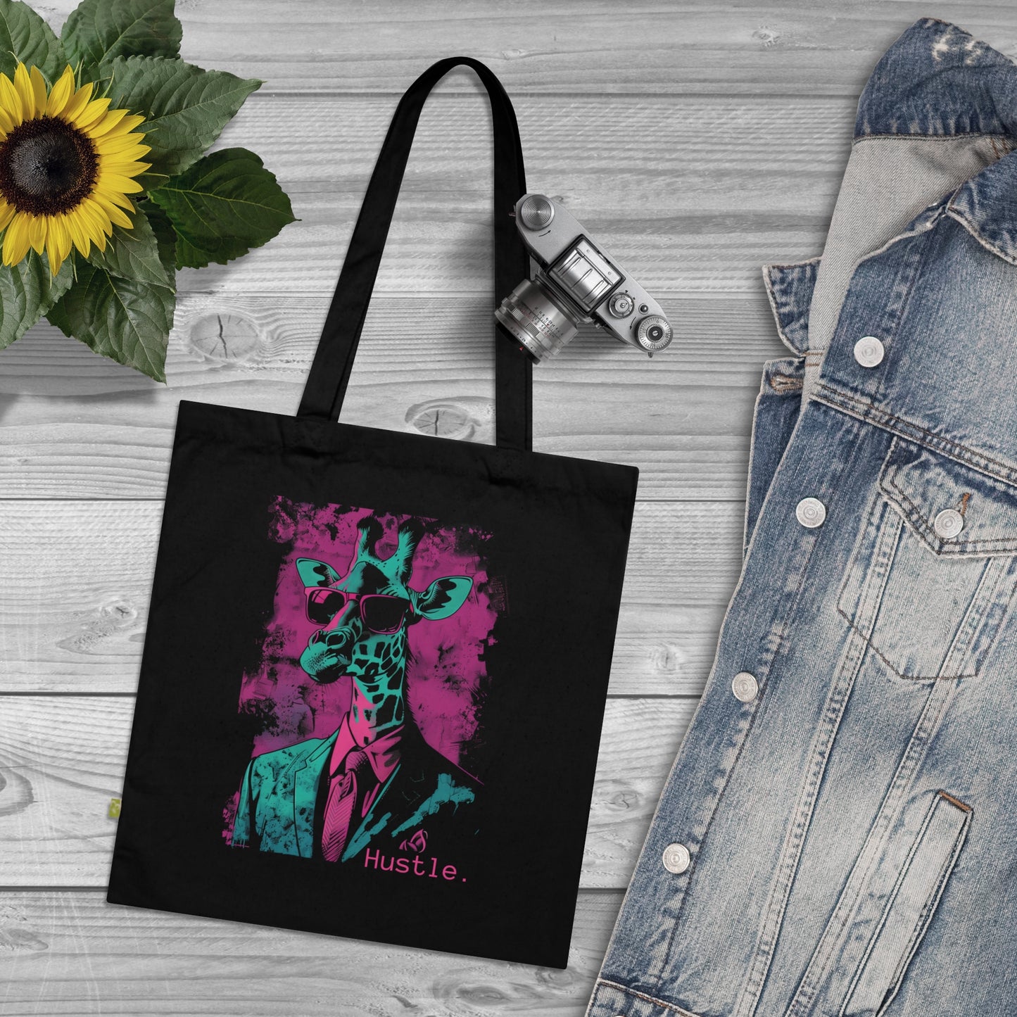Neon Hustler Giraffe Tragetasche 100% Bio-Baumwolle