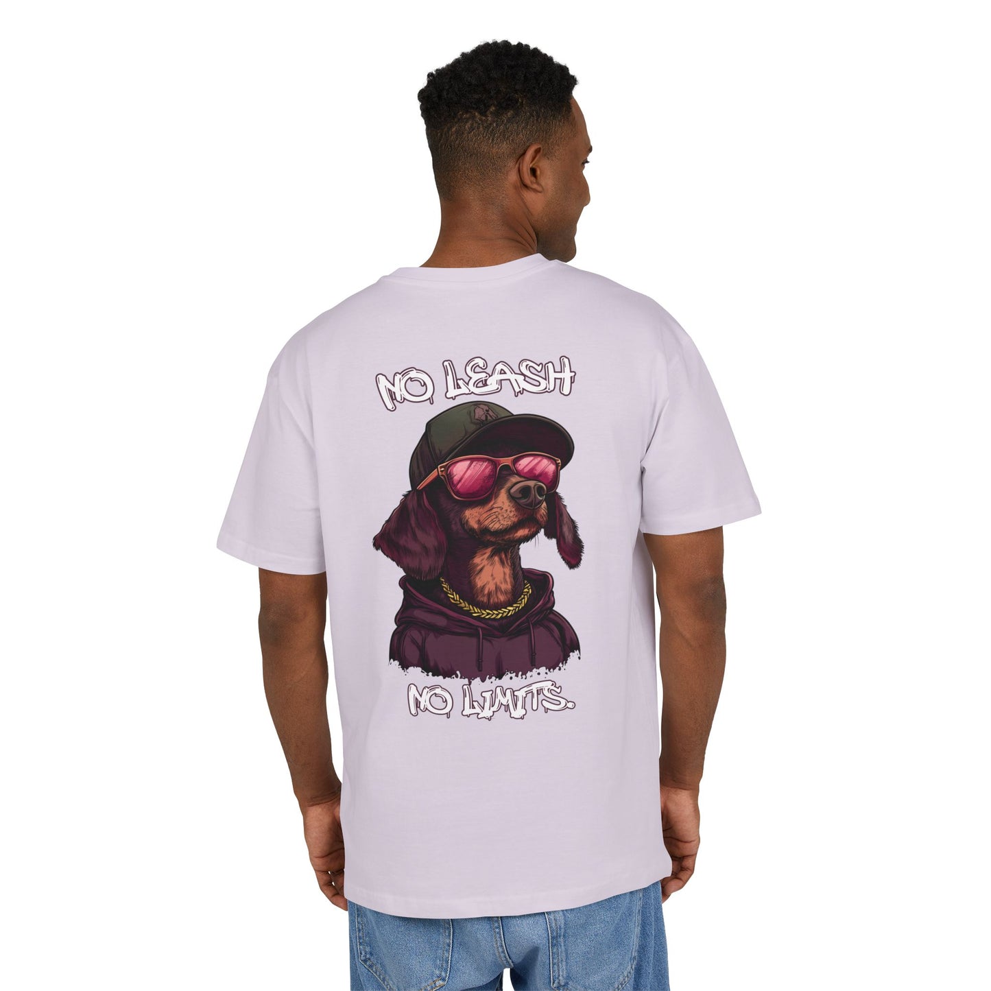 No Leash, No Limits – Hip Hop Dog Next Level Oversized Tee Streetwear Backprint