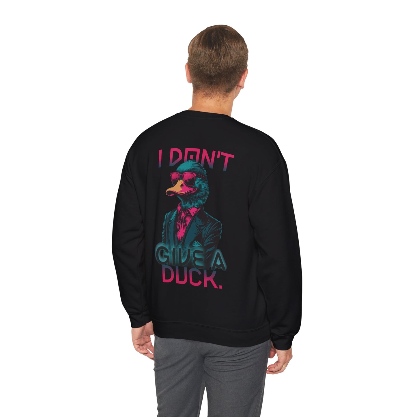 I Don't Give a Duck – Neon Deluxe Sweatshirt Rückendruck