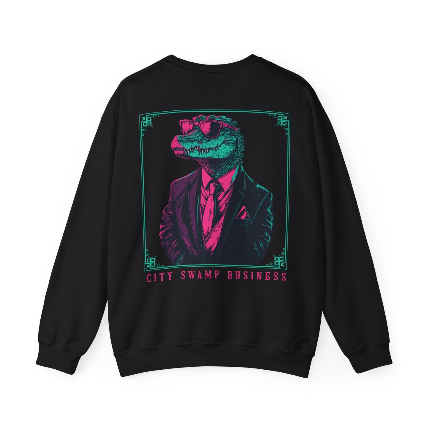 City Swamp Business – Neon Alligator Deluxe Sweatshirt Backprint