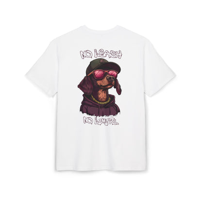 No Leash, No Limits – Hip Hop Dog Next Level Oversized Tee Streetwear Backprint