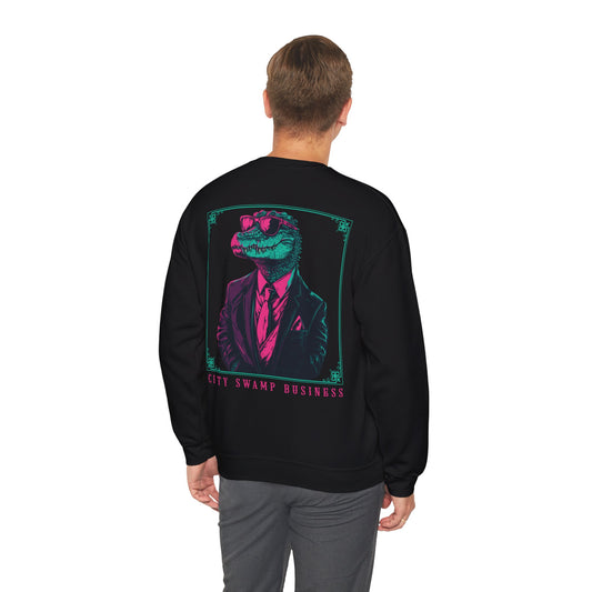 City Swamp Business – Neon Alligator Deluxe Sweatshirt Backprint