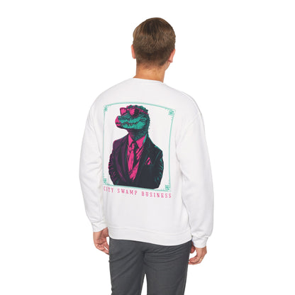 City Swamp Business – Neon Alligator Deluxe Sweatshirt Backprint