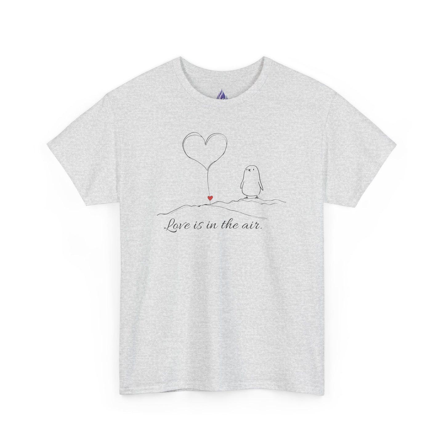 Love Is in the Air T-Shirt – Minimalistisches romantisches Pinguin-Design zum Valentinstag