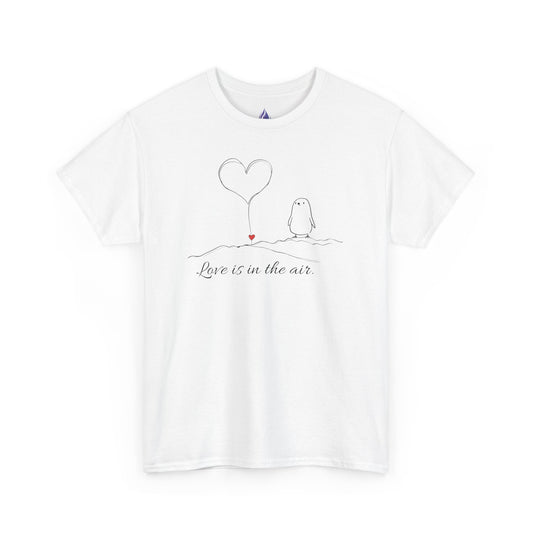 Love Is in the Air T-Shirt – Minimalist Romantic Penguin Design for Valentine’s Day
