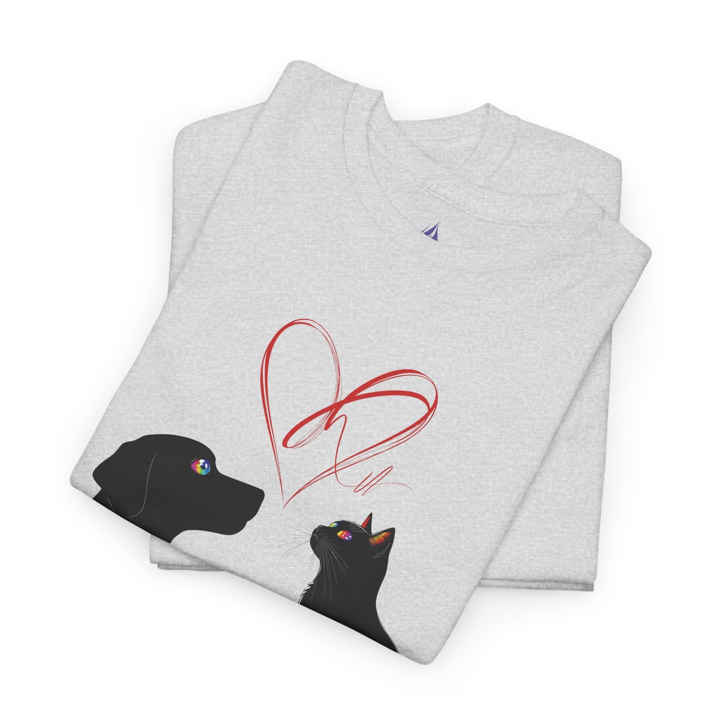 Love Knows No Race T-Shirt – Minimalist Cat & Dog Design for Valentine’s Day