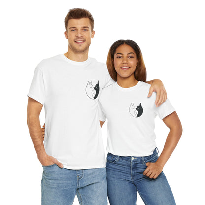 Yin-Yang Cat Love T-Shirt – Minimalistisches Valentinstagsgeschenk für Paare &amp; Katzenliebhaber