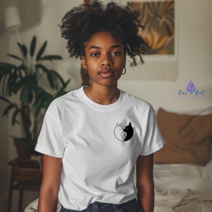 Yin-Yang Cat Love T-Shirt – Minimalistisches Valentinstagsgeschenk für Paare &amp; Katzenliebhaber