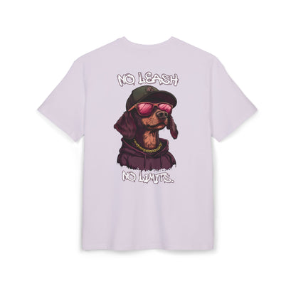 No Leash, No Limits – Hip Hop Dog Next Level Oversized Tee Streetwear Backprint