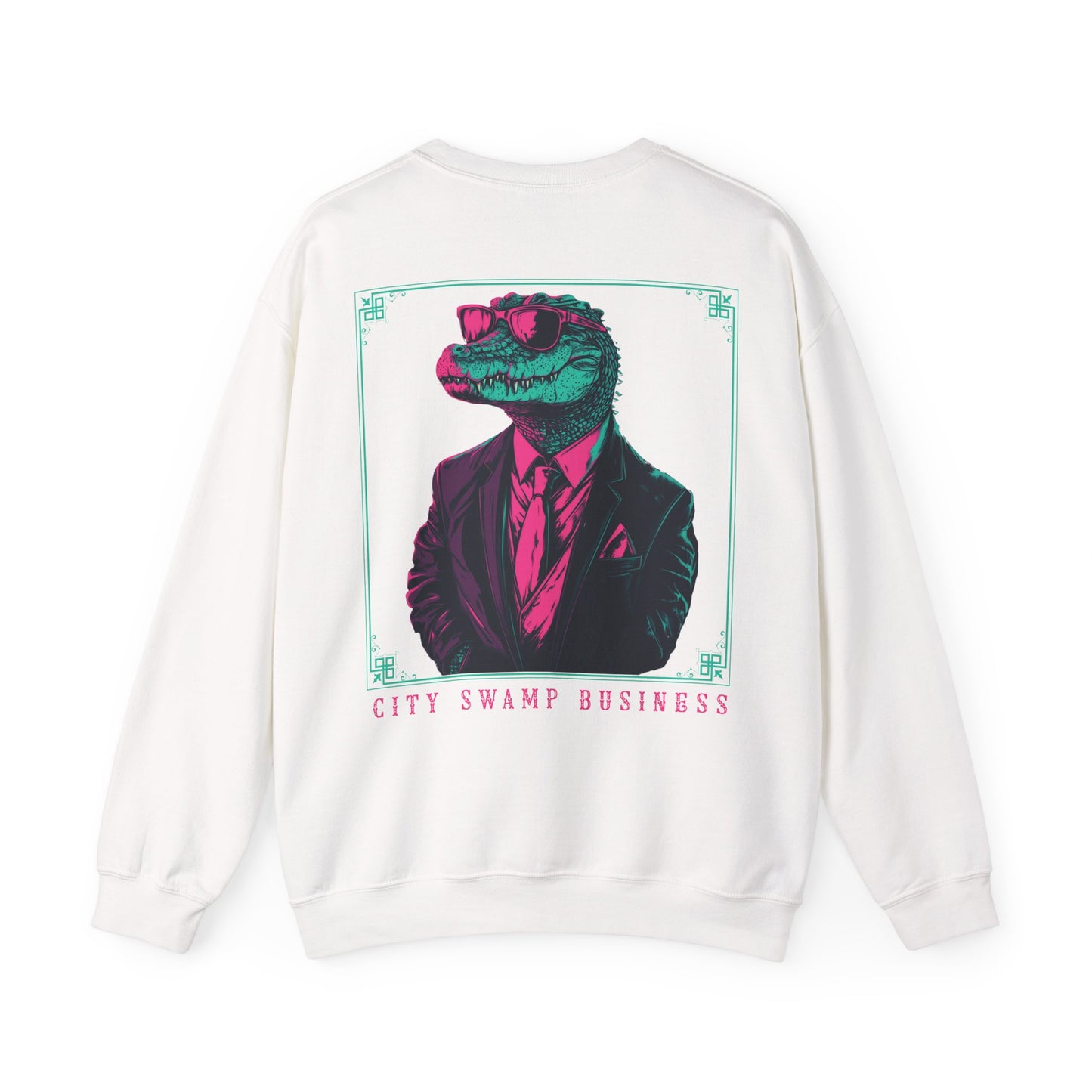 City Swamp Business – Neon Alligator Deluxe Sweatshirt Backprint