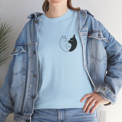 Yin-Yang Cat Love T-Shirt – Minimalistisches Valentinstagsgeschenk für Paare &amp; Katzenliebhaber