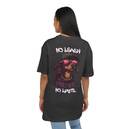 No Leash, No Limits – Hip Hop Dog Next Level Oversized Tee Streetwear Backprint