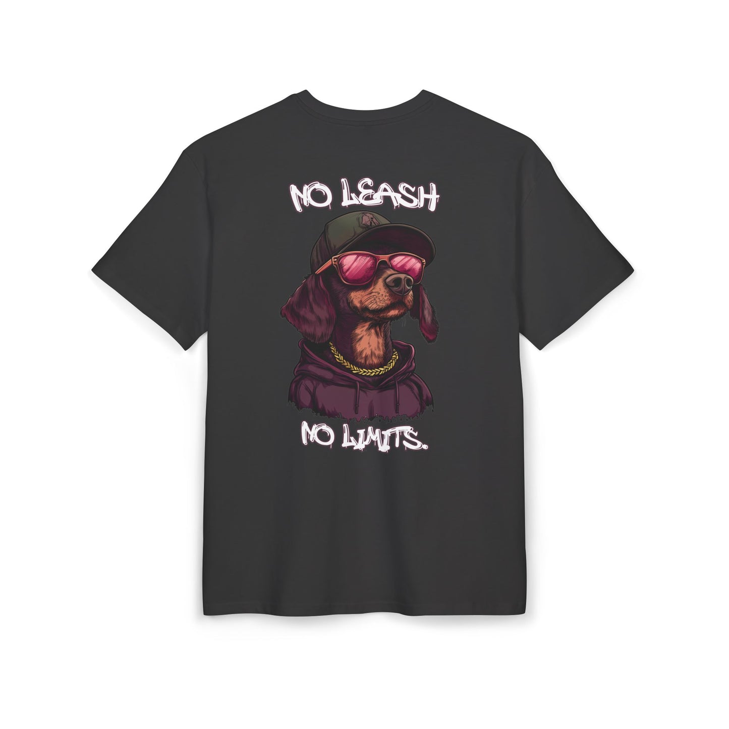 No Leash, No Limits – Hip Hop Dog Next Level Oversized Tee Streetwear Backprint