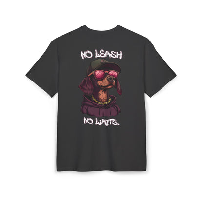 No Leash, No Limits – Hip Hop Dog Next Level Oversized Tee Streetwear Backprint