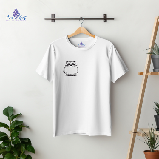 Chubby Raccoon T-Shirt – Minimalist Design Valentine’s Day Gift for Him