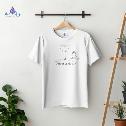 Love Is in the Air T-Shirt – Minimalistisches romantisches Pinguin-Design zum Valentinstag