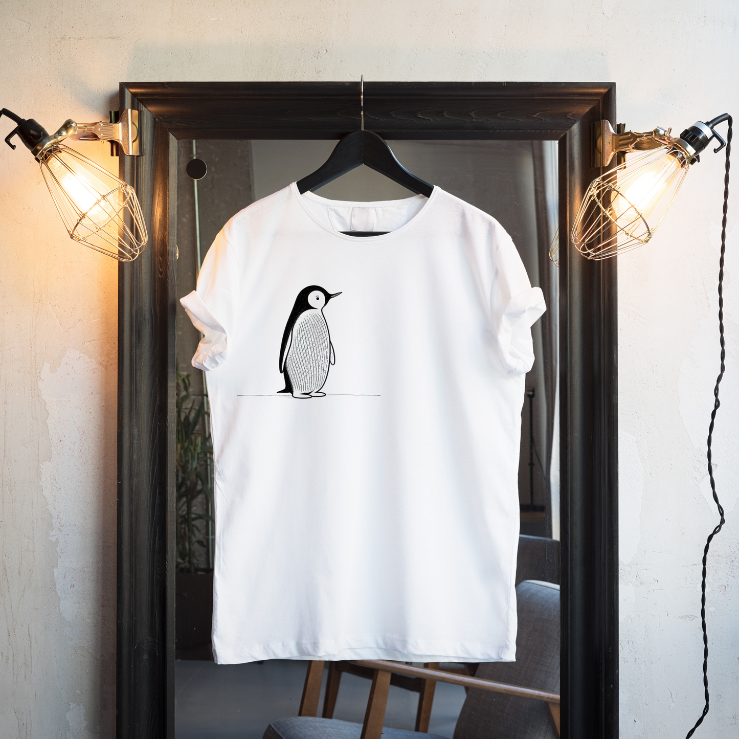 Charmantes Pinguin-T-Shirt, minimalistisches Valentinstagsgeschenk für ihn