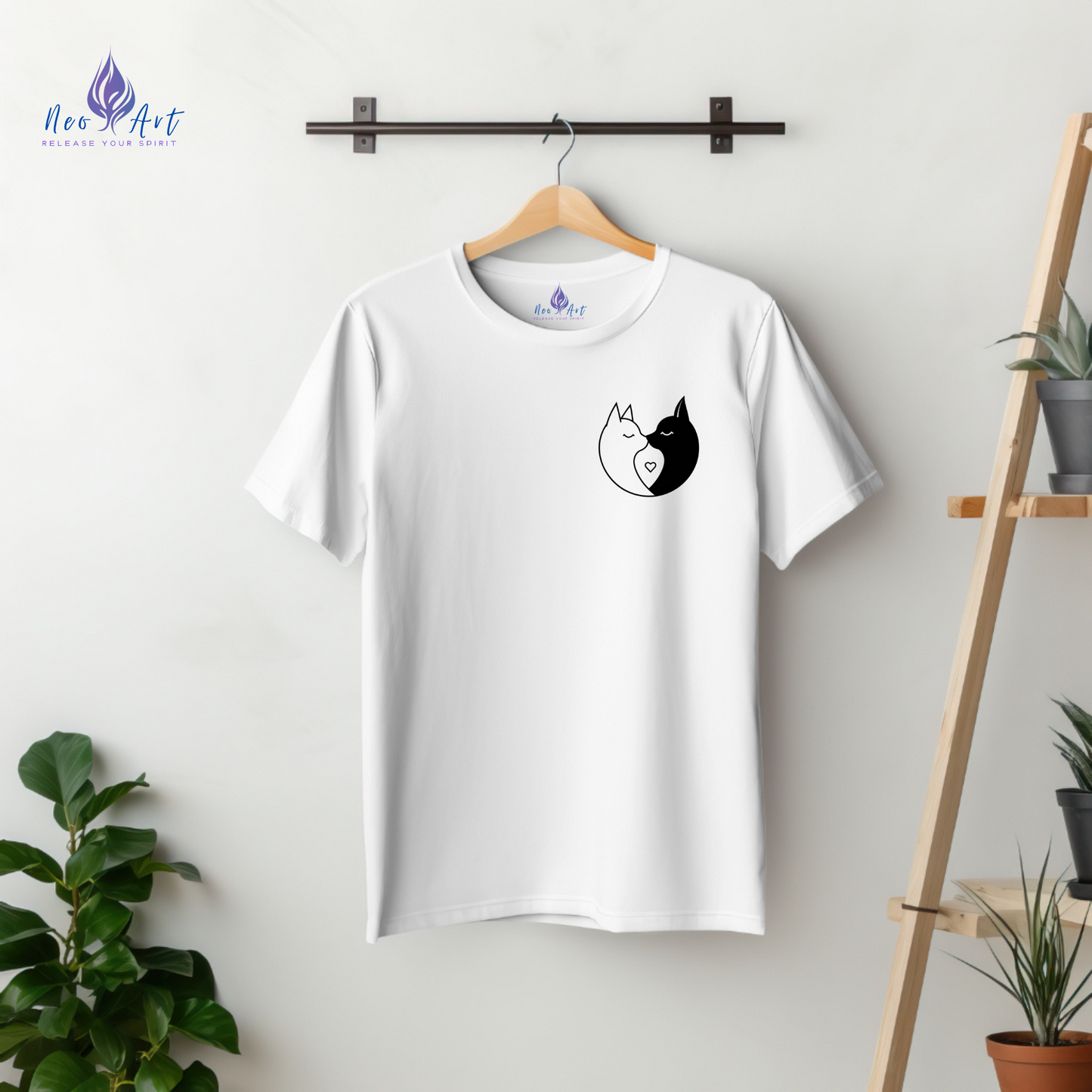 Yin-Yang Cat Love T-Shirt – Minimalistisches Valentinstagsgeschenk für Paare &amp; Katzenliebhaber