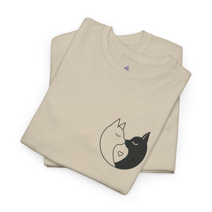 Yin-Yang Cat Love T-Shirt – Minimalistisches Valentinstagsgeschenk für Paare &amp; Katzenliebhaber