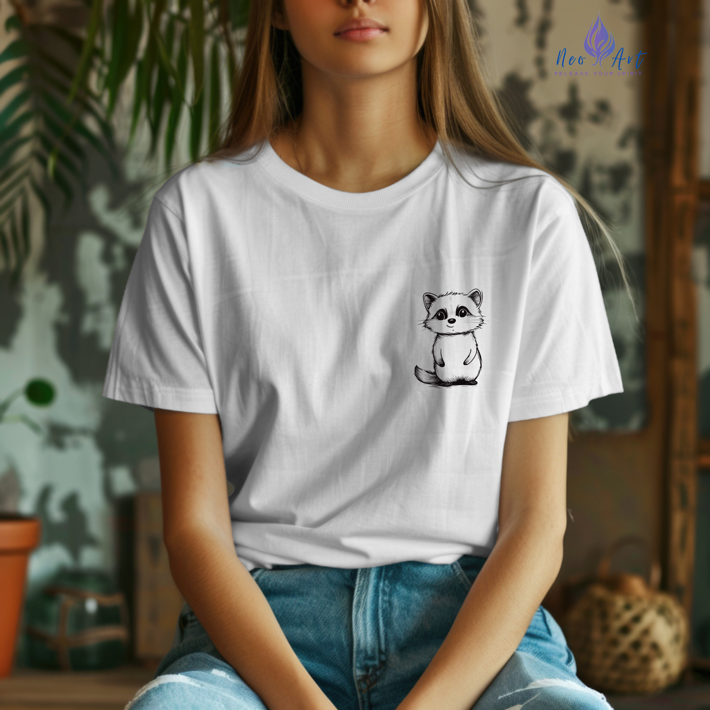 Cute Raccoon T-Shirt – Minimalist Valentine’s Day Gift for Her