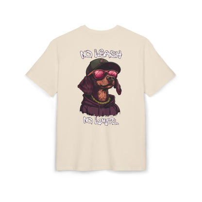 No Leash, No Limits – Hip Hop Dog Next Level Oversized Tee Streetwear Backprint