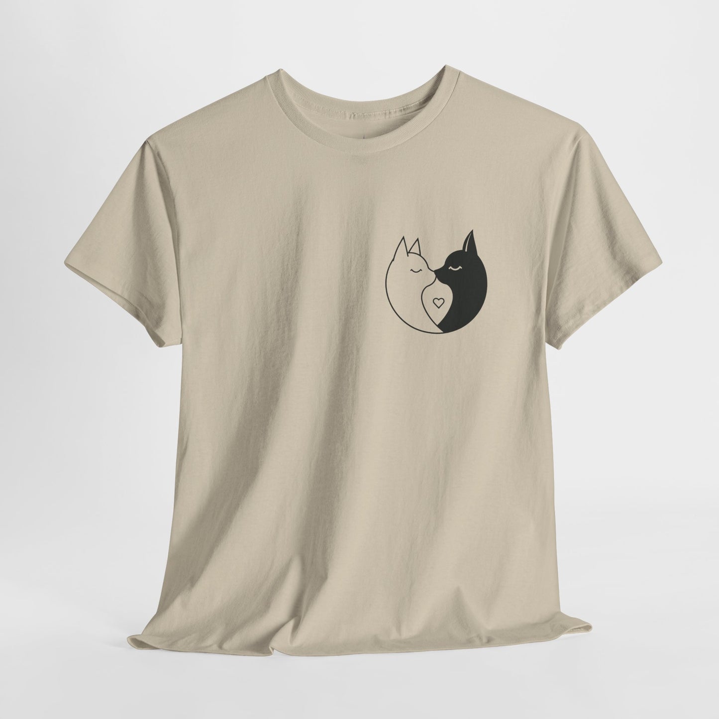 Yin-Yang Cat Love T-Shirt – Minimalistisches Valentinstagsgeschenk für Paare &amp; Katzenliebhaber