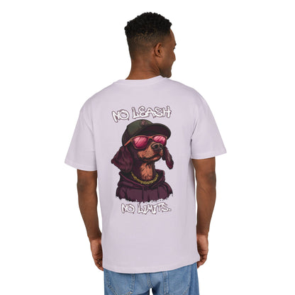 No Leash, No Limits – Hip Hop Dog Next Level Oversized Tee Streetwear Backprint