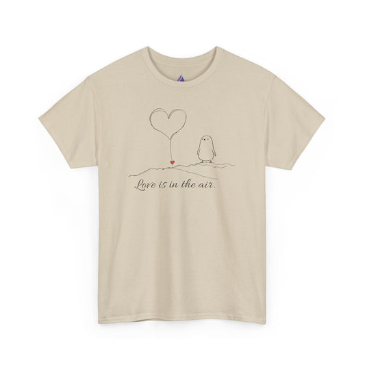 Love Is in the Air T-Shirt – Minimalist Romantic Penguin Design for Valentine’s Day