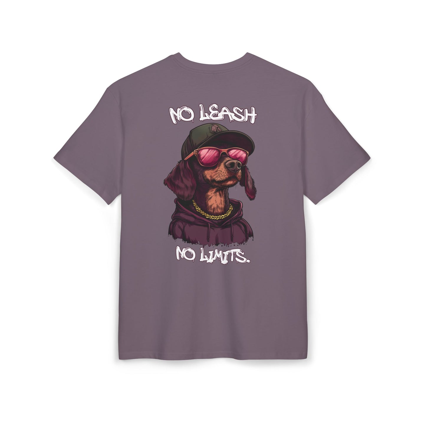 No Leash, No Limits – Hip Hop Dog Next Level Oversized Tee Streetwear Backprint