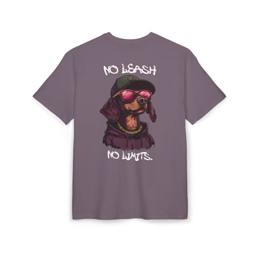 No Leash, No Limits – Hip Hop Dog Next Level Oversized Tee Streetwear Backprint