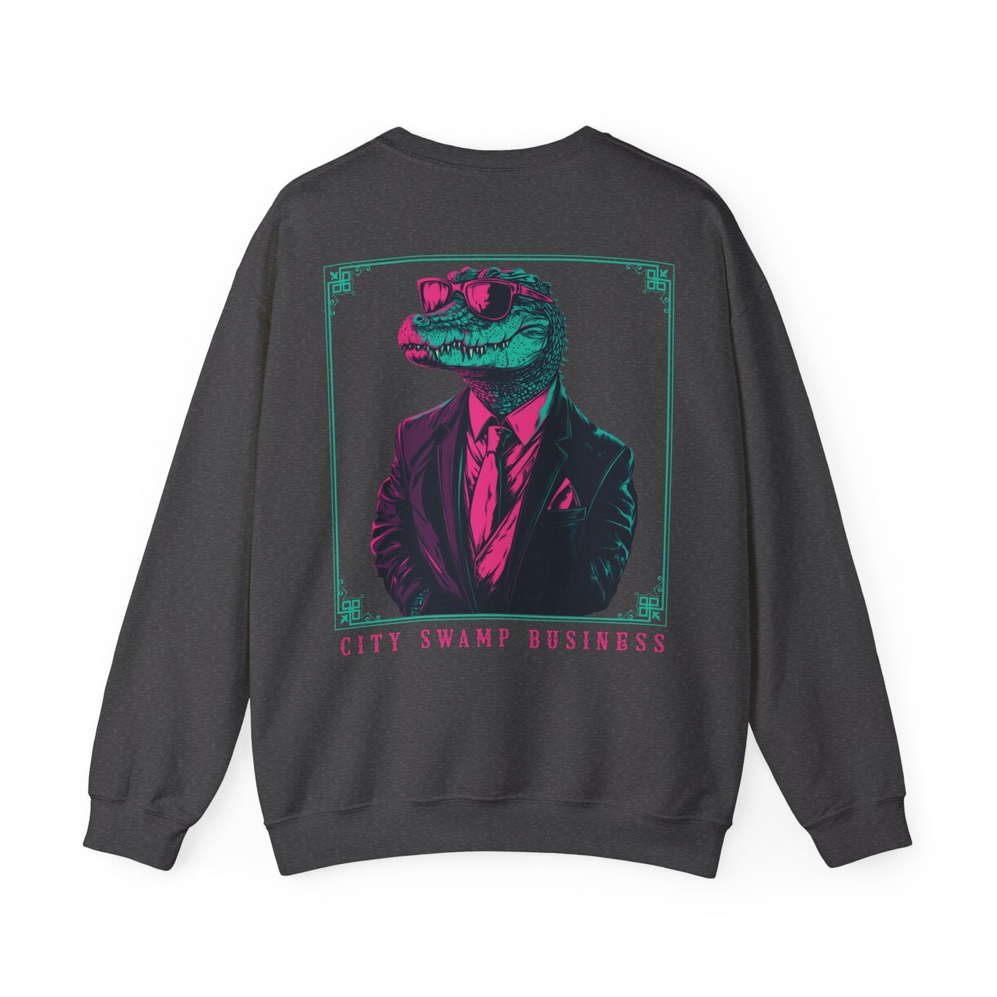 City Swamp Business – Neon Alligator Deluxe Sweatshirt Backprint