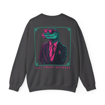 City Swamp Business – Neon Alligator Deluxe Sweatshirt Backprint
