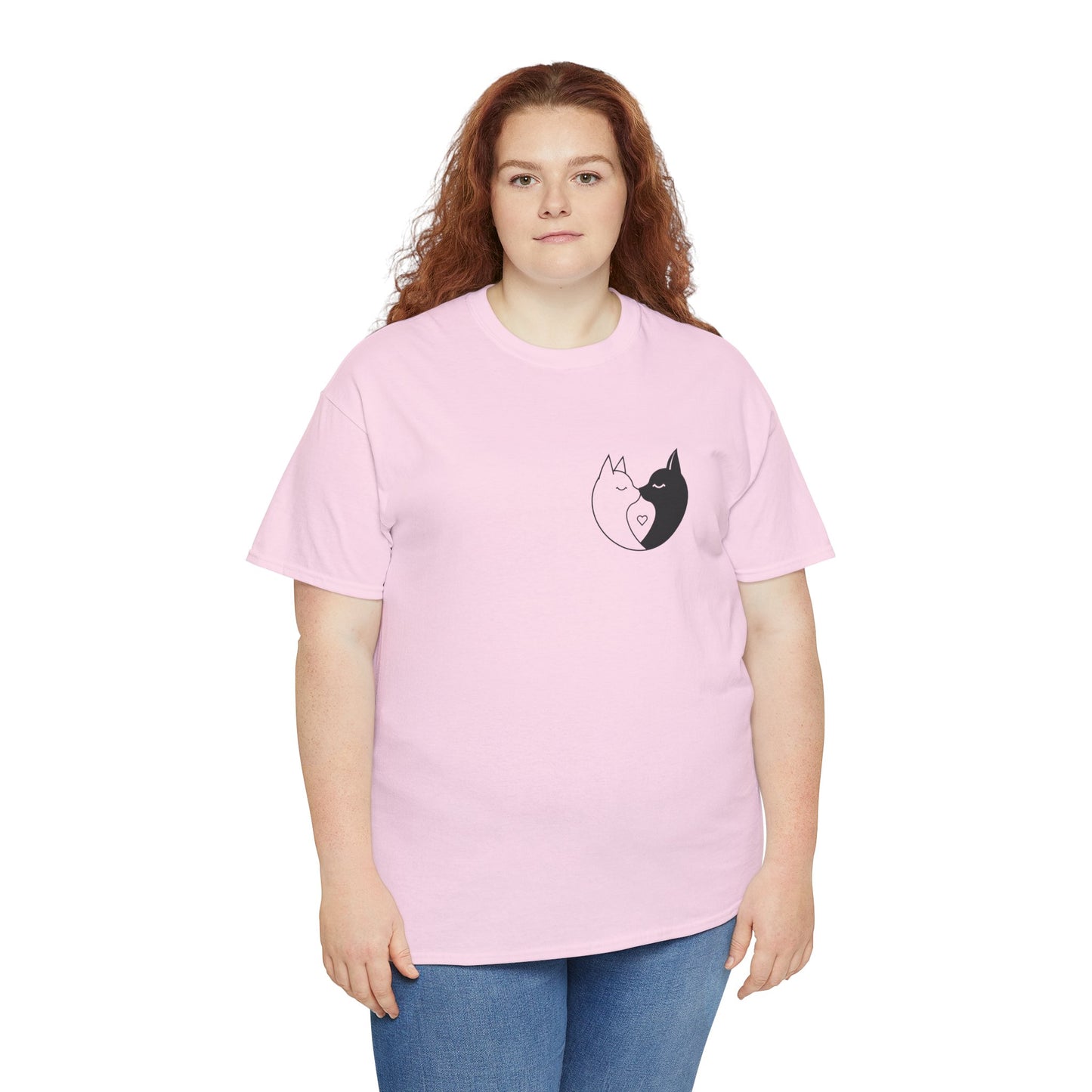 Yin-Yang Cat Love T-Shirt – Minimalistisches Valentinstagsgeschenk für Paare &amp; Katzenliebhaber