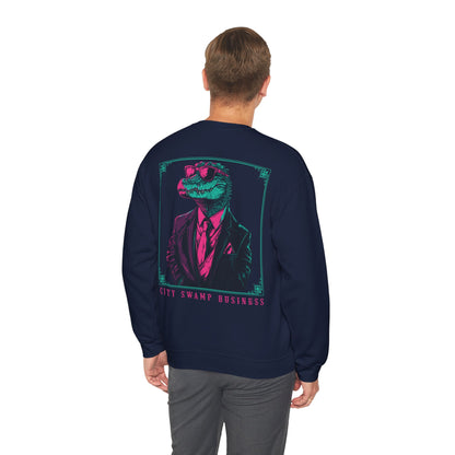 City Swamp Business – Neon Alligator Deluxe Sweatshirt Backprint