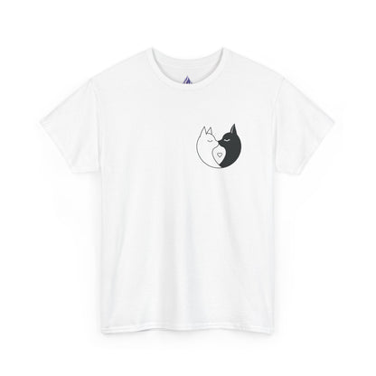 Yin-Yang Cat Love T-Shirt – Minimalistisches Valentinstagsgeschenk für Paare &amp; Katzenliebhaber