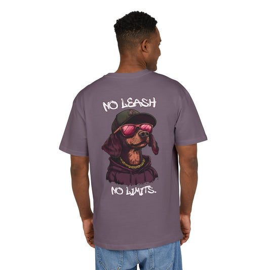 No Leash, No Limits – Hip Hop Dog Next Level Oversized Tee Streetwear Backprint