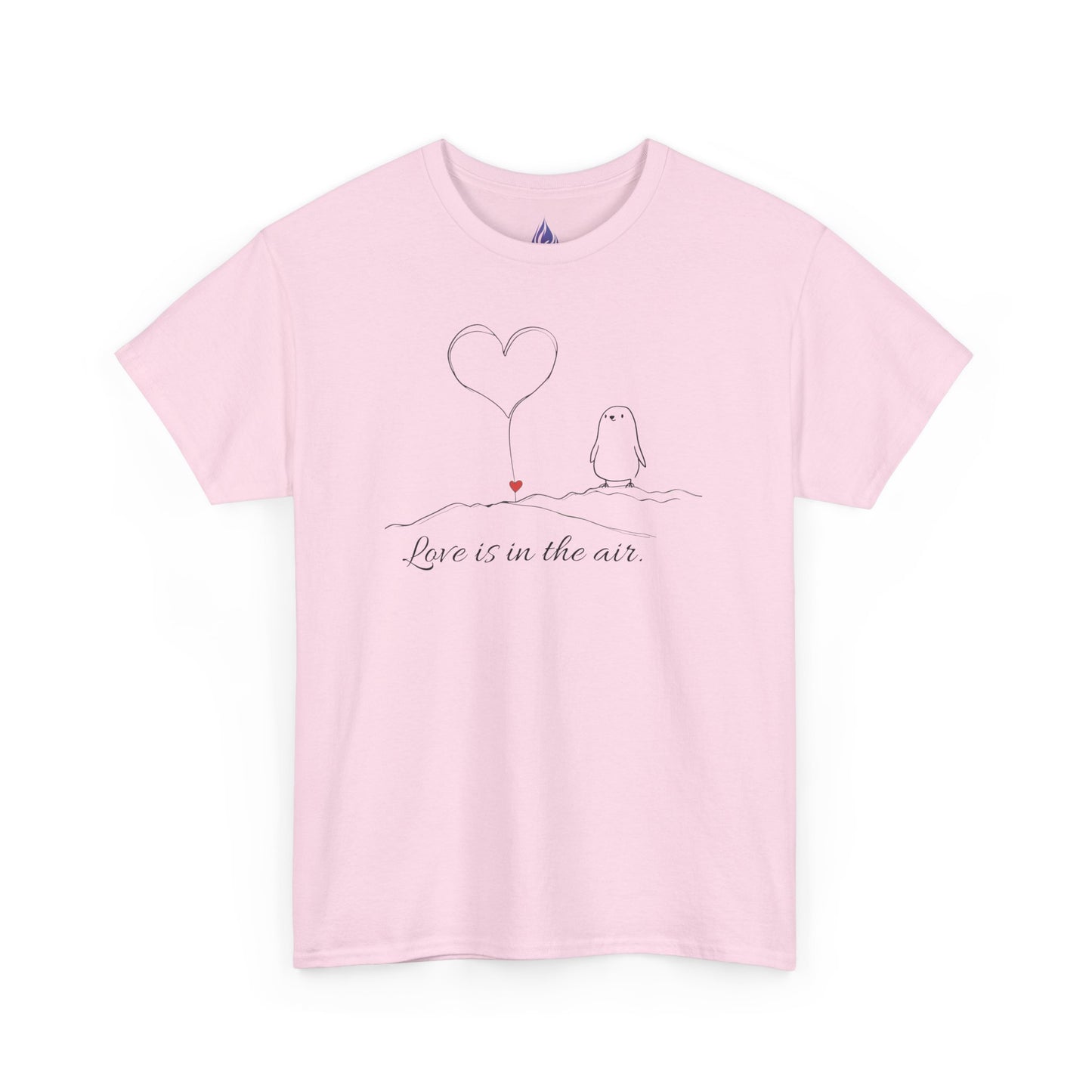 Love Is in the Air T-Shirt – Minimalistisches romantisches Pinguin-Design zum Valentinstag