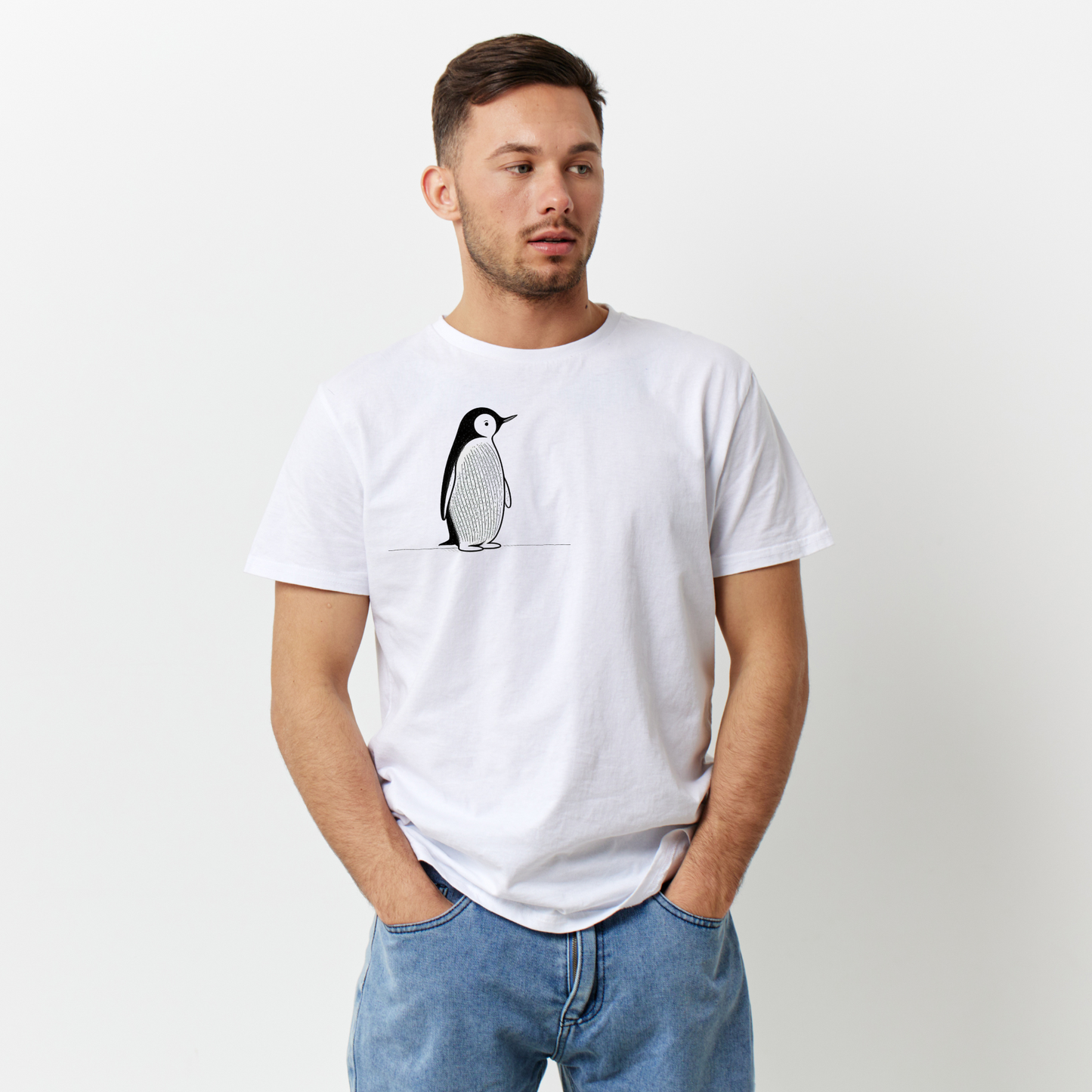 Charmantes Pinguin-T-Shirt, minimalistisches Valentinstagsgeschenk für ihn