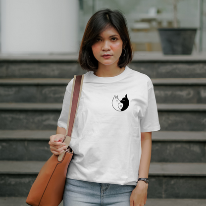 Yin-Yang Cat Love T-Shirt – Minimalistisches Valentinstagsgeschenk für Paare &amp; Katzenliebhaber